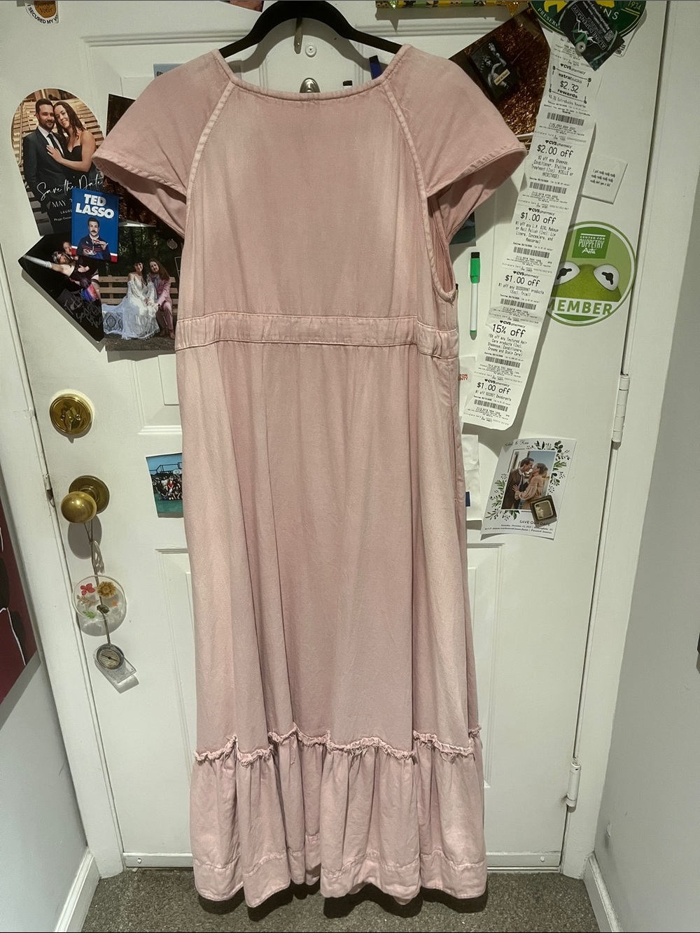 Free People Roucha Pink V-Neck Maxi Dress with Tie Detail - Picture 9 of 9